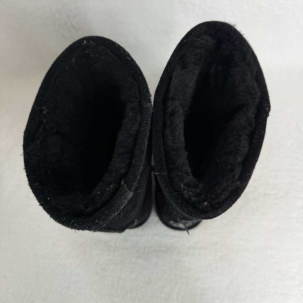 Bearpaw Women's Elle Short Winter Boots Black Size 9 Suede Sheepskin Wool Calf - Picture 9 of 12
